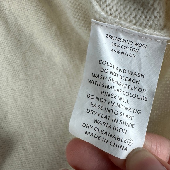 Zaket & Plover Cream Ribbed Turtleneck Sweater Knit Long Sleeve Merino Wool XS - Picture 4 of 7